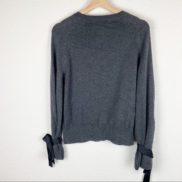 J. Crew Mercantile Gray Tie Bell Sleeve Sweater S - Picture 2 of 9